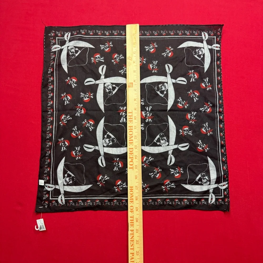 OTC Pirate Skull Crossbones Bandana Black Red Jolly Roger Biker Scarf NEW